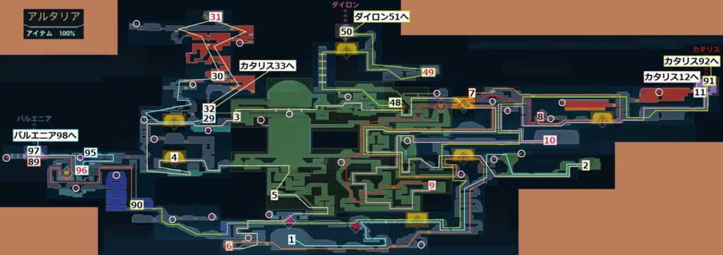 メトロイド ドレッド【Metroid Dread】アルタリアの全体マップと進行ルート